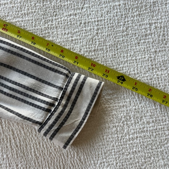 Lucky Brand women’s boho blouse tunic mandarin collar cream stripe size L - Picture 11 of 14